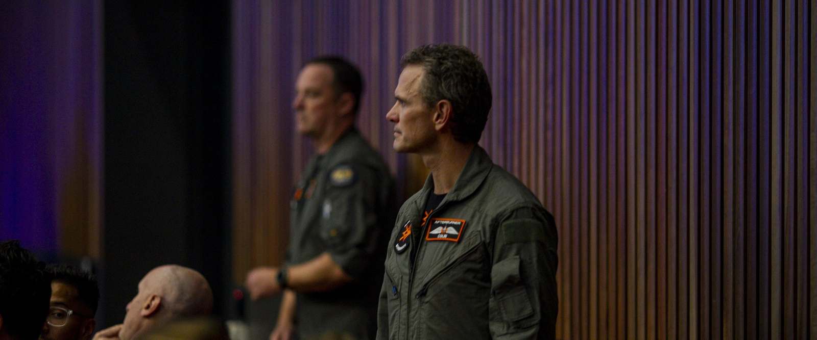 Two Afterburner pilots in flight suits