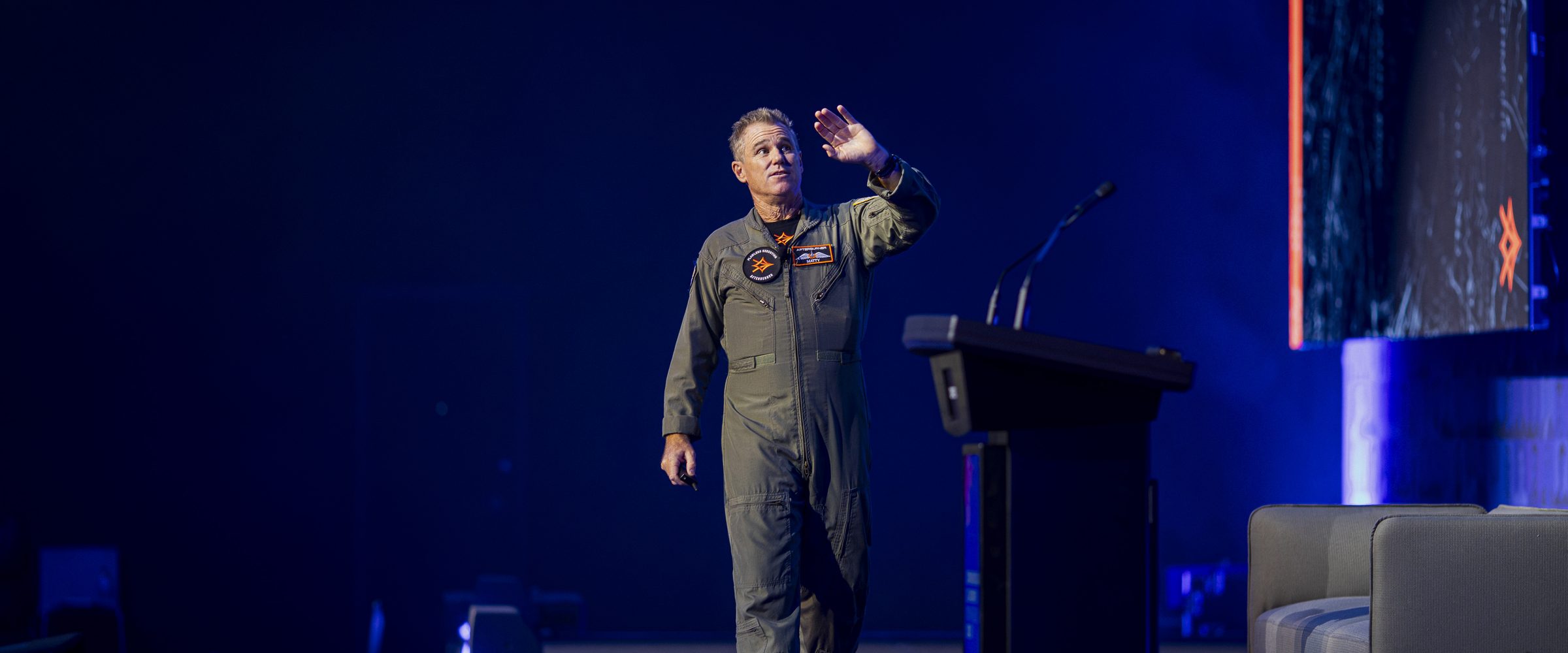 Matt Hall on stage during an Afterburner keynote