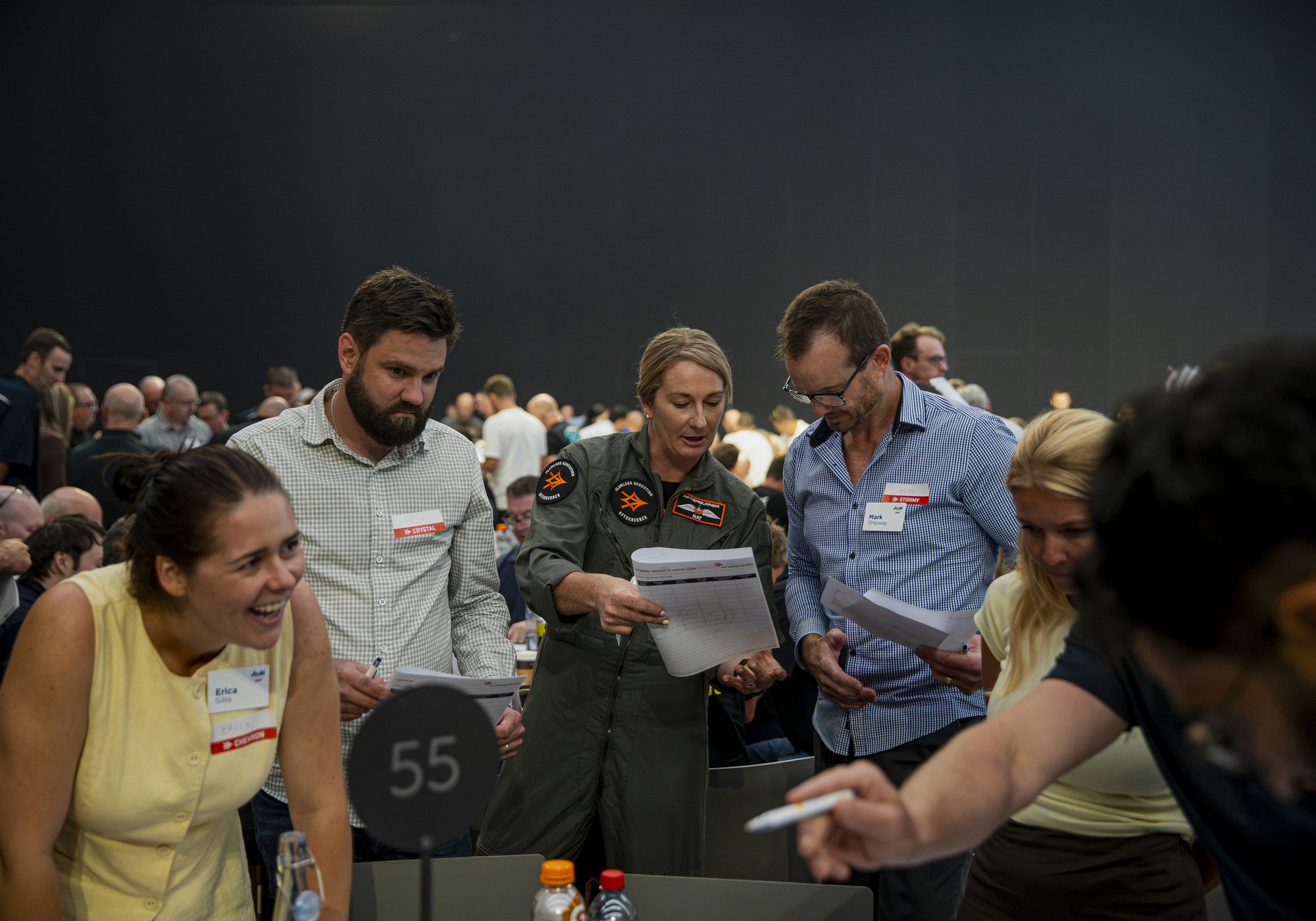 Delegates planning a mission with an Afterburner facilitator